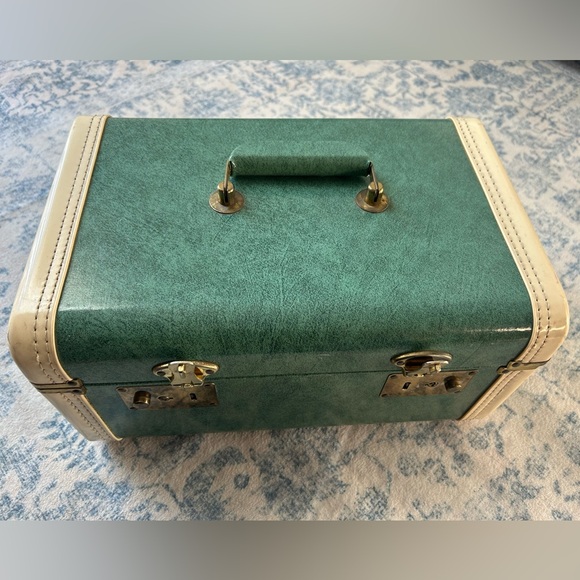 Vintage 1950s Marbled Green Train Case - Picture 5 of 7